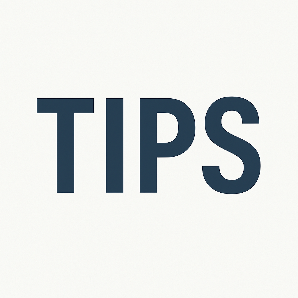 TIPS written in dark blue bold letters on cream color background